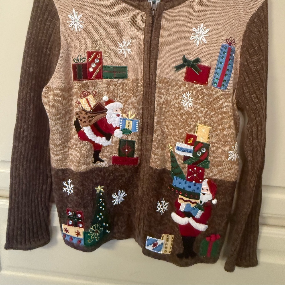 Tiara International Christmas Collection Festive Santa and Gifts Cardigan